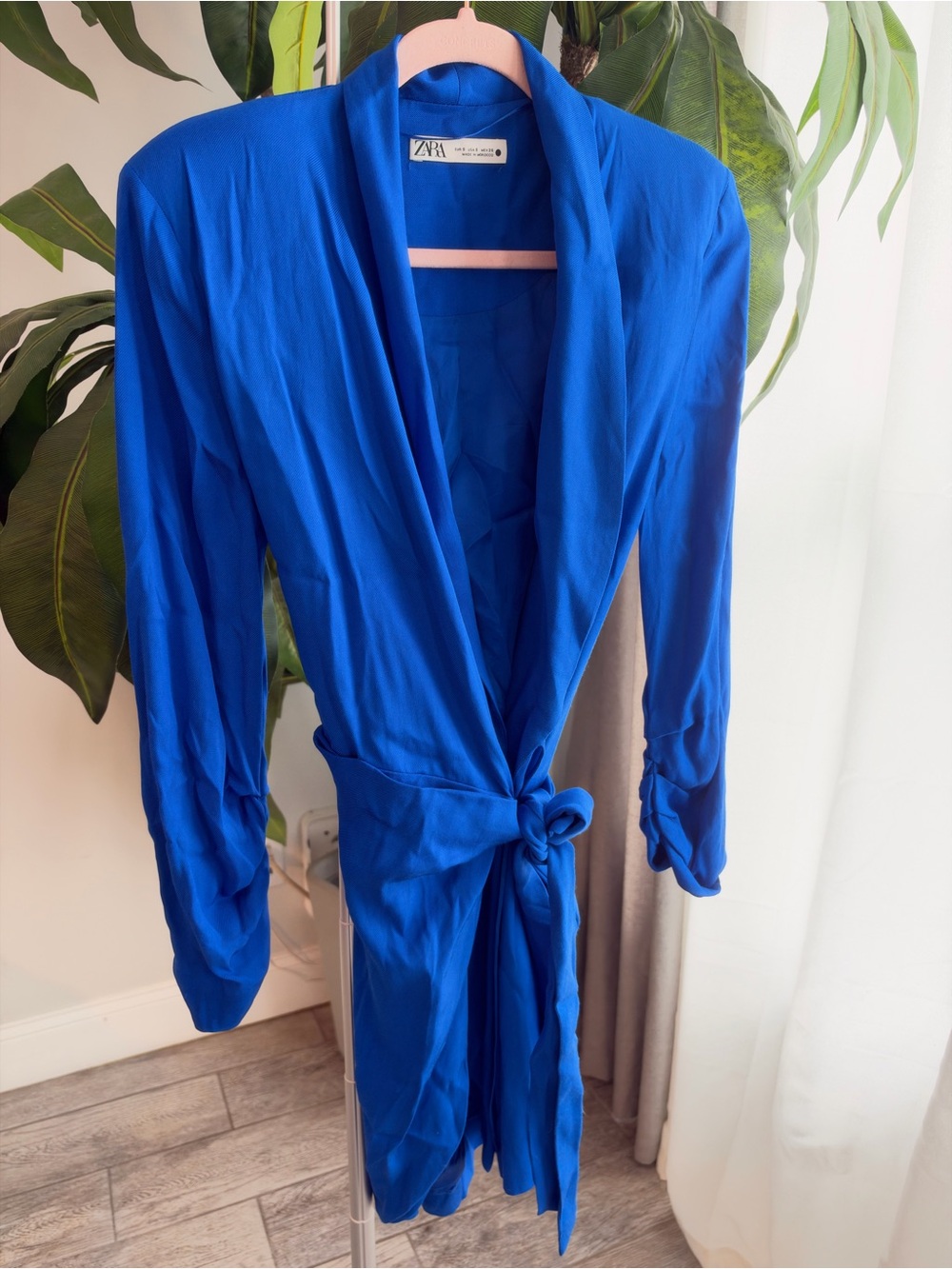 Zara Cobalt Blue Wrap Blazer with Tie Waist